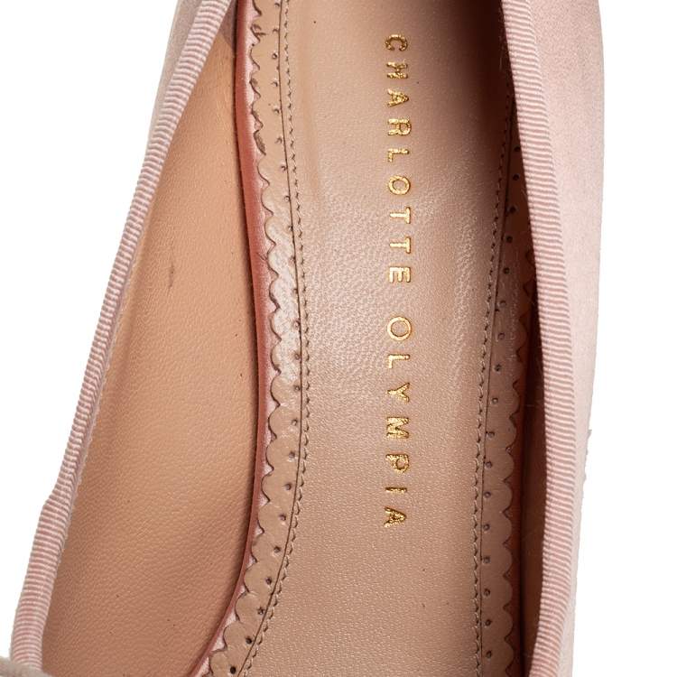 Pre Owned Charlotte Olympic Pink Satin Platform Pumps Size 37.5