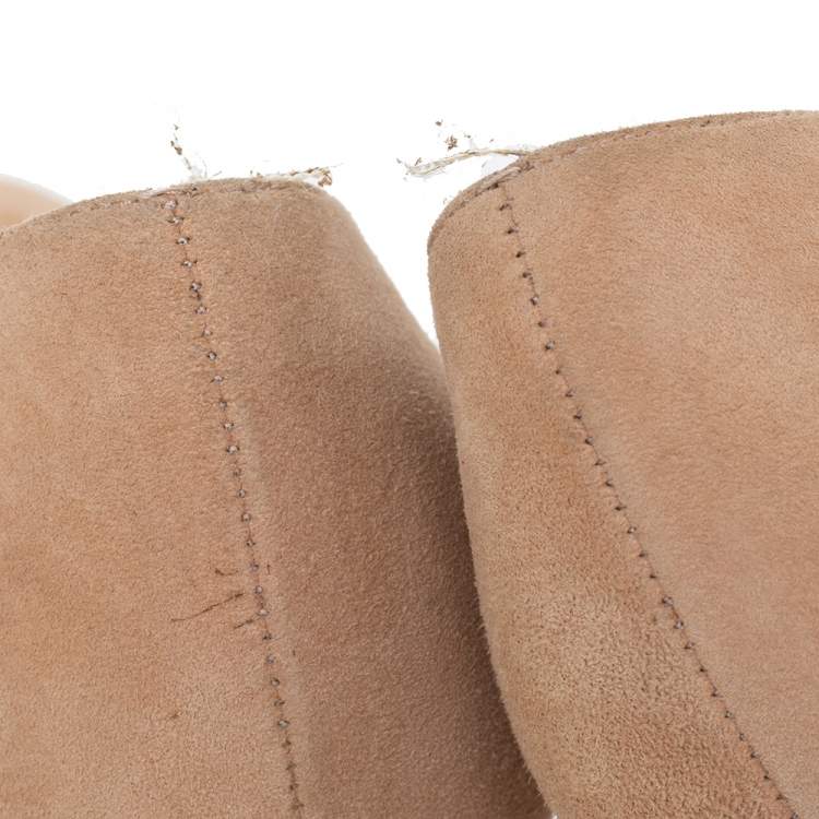 Pre Owned Charlotte Olympia Beige Suede Scalloped Platform Pumps Size 39