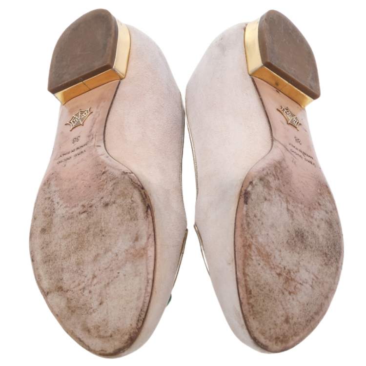 Pre Owned Charlotte Olympia Pink Suede Birthday Cancer Zodiac Smoking Slippers Size 38