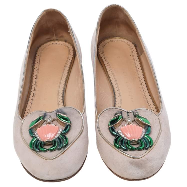 Pre Owned Charlotte Olympia Pink Suede Birthday Cancer Zodiac Smoking Slippers Size 38