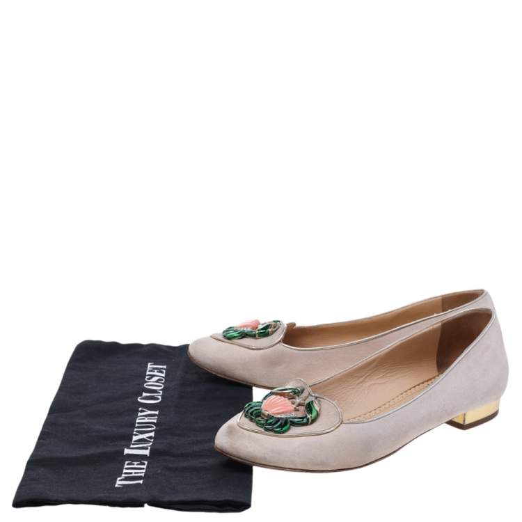 Pre Owned Charlotte Olympia Pink Suede Birthday Cancer Zodiac Smoking Slippers Size 38