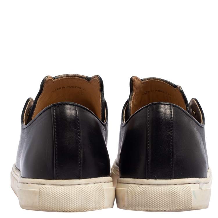 Pre Owned Charlotte Olympia Black Leather Kitty Lace Up Sneakers Size 40