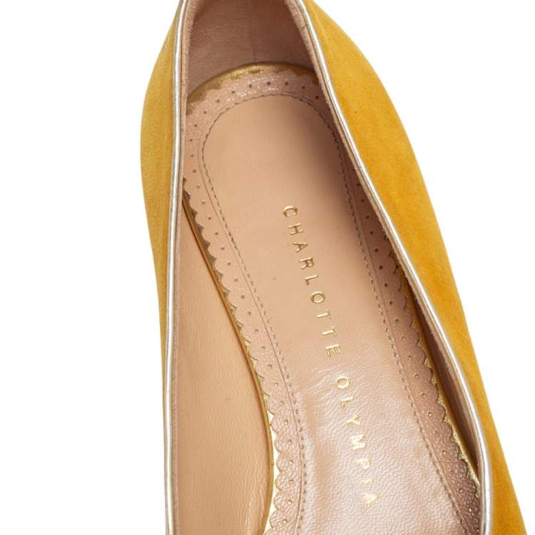 Pre Owned Charlotte Olympia  Yellow Suede Sagittarius  Loafers  Size 36
