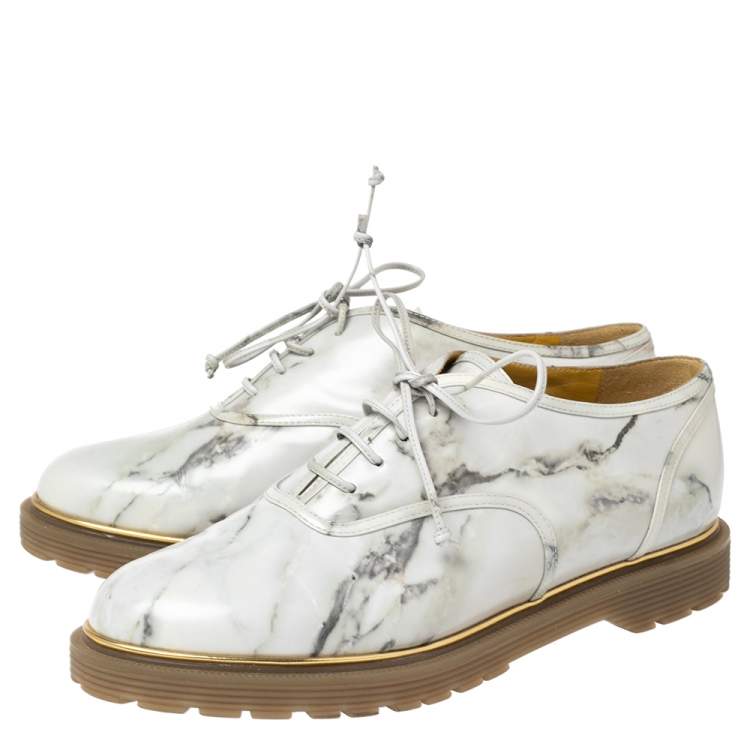 Pre Owned Charlotte Olympia Grey Leather Stephania Oxford Size 38