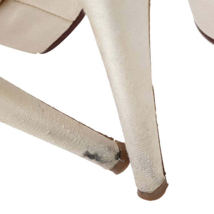 Pre Owned Charlotte Olympia Ivory Satin Masako Platform Pumps Size 38 