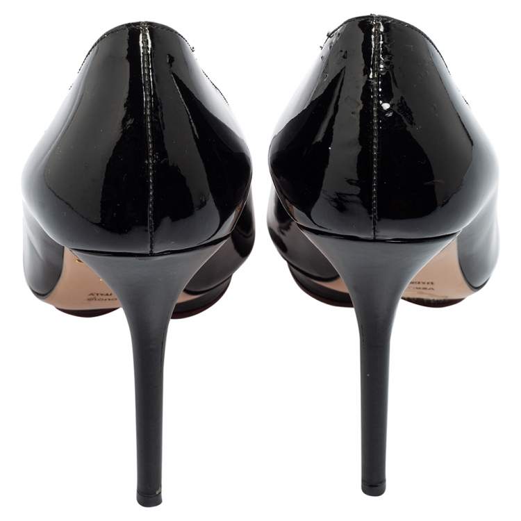 Pre Owned Charlotte Olympia Black Patent Leather Debbie Platform Pumps Size 38