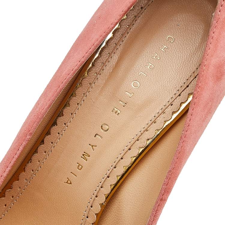Pre Owned Charlotte Olympia Pink Suede Dolly Platform Pumps Size 37