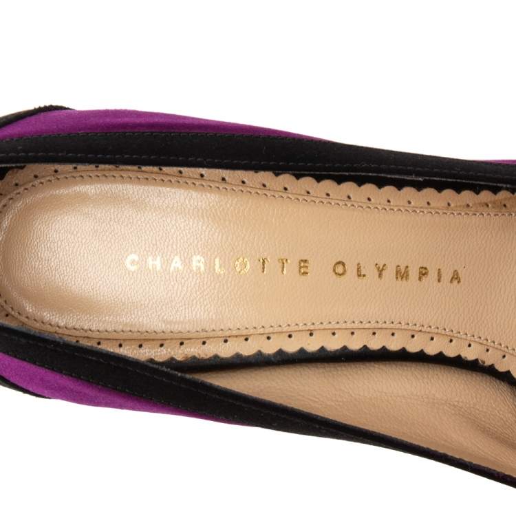 Pre Owned Charlotte Olympia Multicolor Satin Round Toe Pumps Size 39