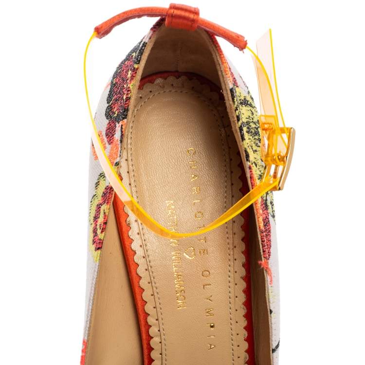 Pre Owned Charlotte Olympia Multicolor Embroidered Fabric Dolly Ankle-Strap Pumps Size 40