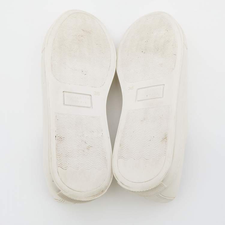 Pre Owned Charlotte Olympia White Leather Kiss me Low Top Sneakers Size 38