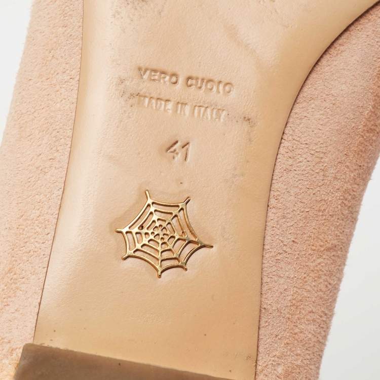 Pre Owned Charlotte Olympia Peach Suede Birthday Zodiac Cancer Ballet Flats Size 41