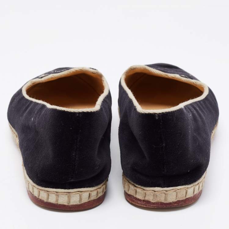 Pre Owned Charlotte Olympia Black Velvet Kitty Slip On Loafers Size 39