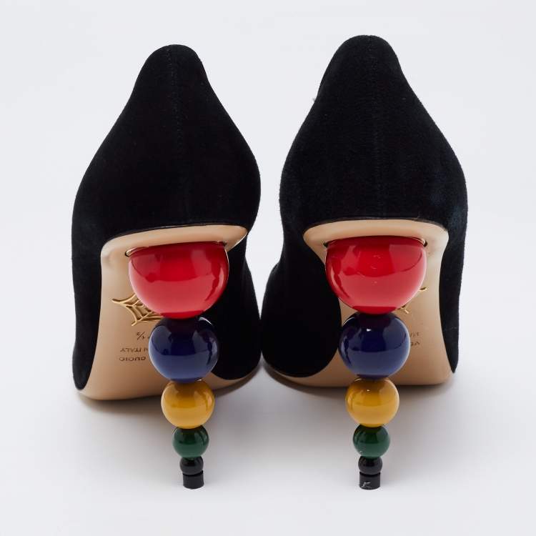 Pre Owned Charlotte Olympia Black Suede Mid Century Pumps Size 37.5