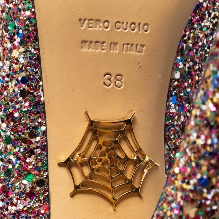 Pre Owned Charlotte Olympia Multicolor Glitter Priscilla Platform Pumps Size 38