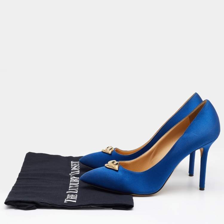 Pre Owned Charlotte Olympia Blue Satin Lippy Eva Pumps Size 39