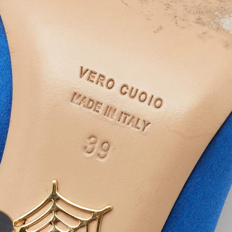 Pre Owned Charlotte Olympia Blue Satin Lippy Eva Pumps Size 39