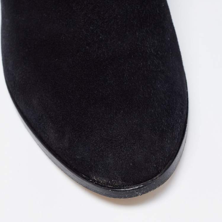 Pre Owned Charlotte Olympia Black Suede Knee Length  Boots Size 37
