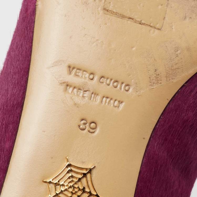 مملوكة مسبقًا Charlotte Olympia Pink Calf Hair Kitty Ballet Flats Size 39