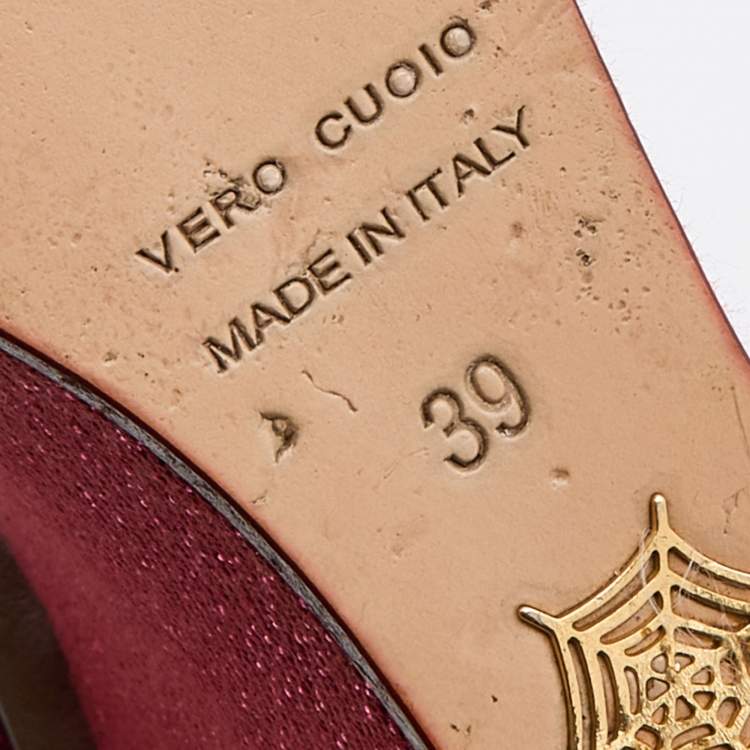 Pre Owned Charlotte Olympia Pink Glitter Fabric Velour Wedge Platform Sandals Size 39