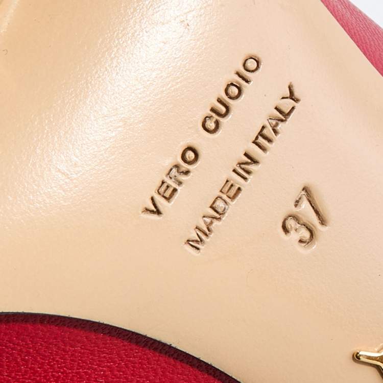 Pre Owned Charlotte Olympia Red Leather Dolly Platform Pumps Size 37