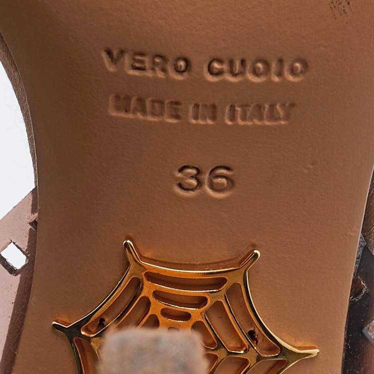 مملوكة مسبقًا Charlotte Olympia Brown PVC Take 85 Film Strip Sandals Size 36