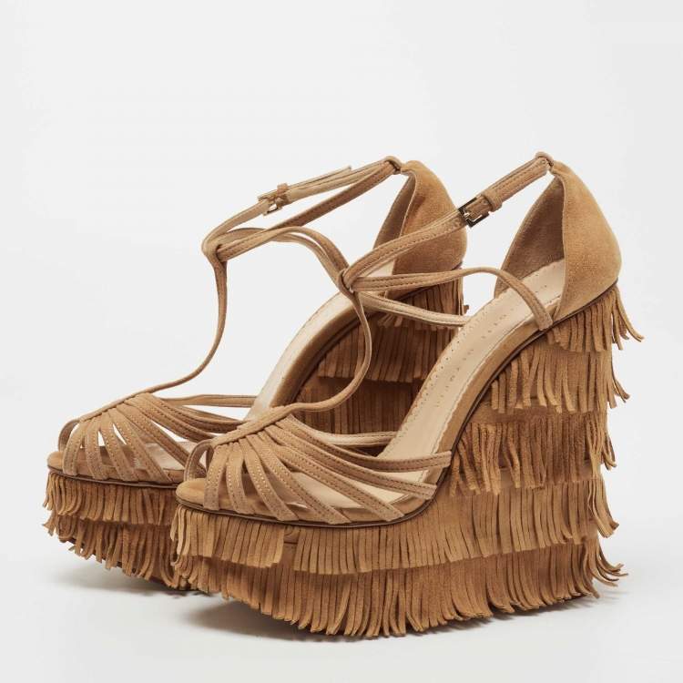 Fringe wedge hot sale sandals