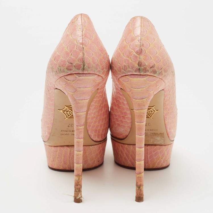 Pre Owned Charlotte Olympia Pink Python Priscilla Platform Pumps Size 37