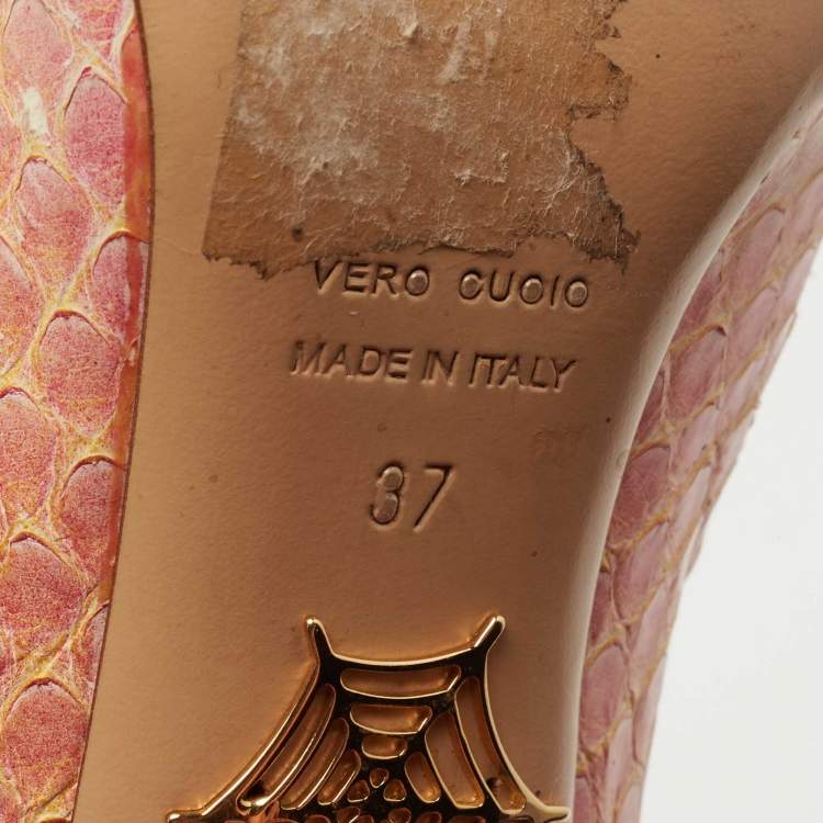 Pre Owned Charlotte Olympia Pink Python Priscilla Platform Pumps Size 37