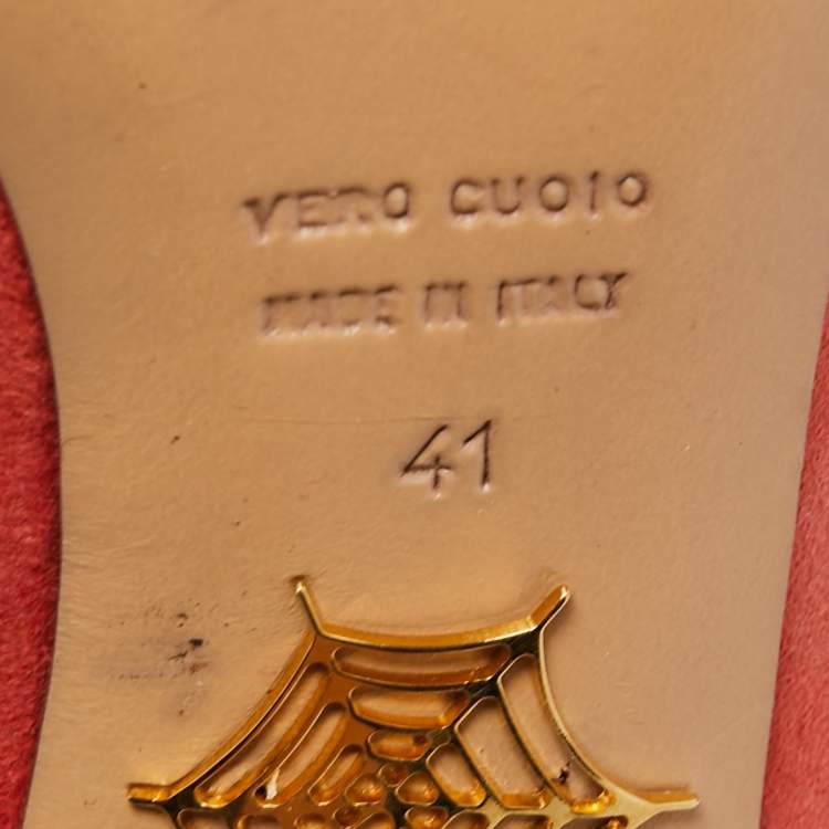 Pre Owned Charlotte Olympia Coral Pink Suede Peep Toe Platform Pumps Size 41