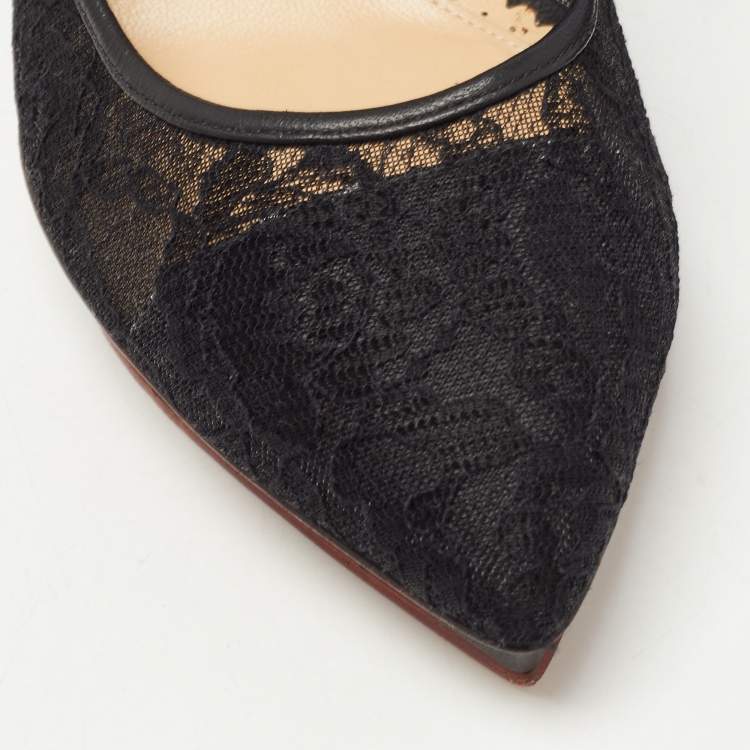 Pre Owned Charlotte Olympia Black Lace Debbie Platform Pumps Size 39
