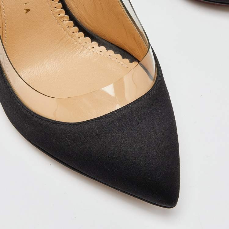Pre Owned Charlotte Olympia Black Satin Party Monroe Pumps Size 36.5