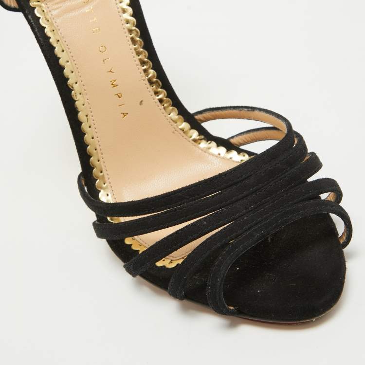 Pre Owned Charlotte Olympia Black Sandals Ankle Strap Sandals Size 40