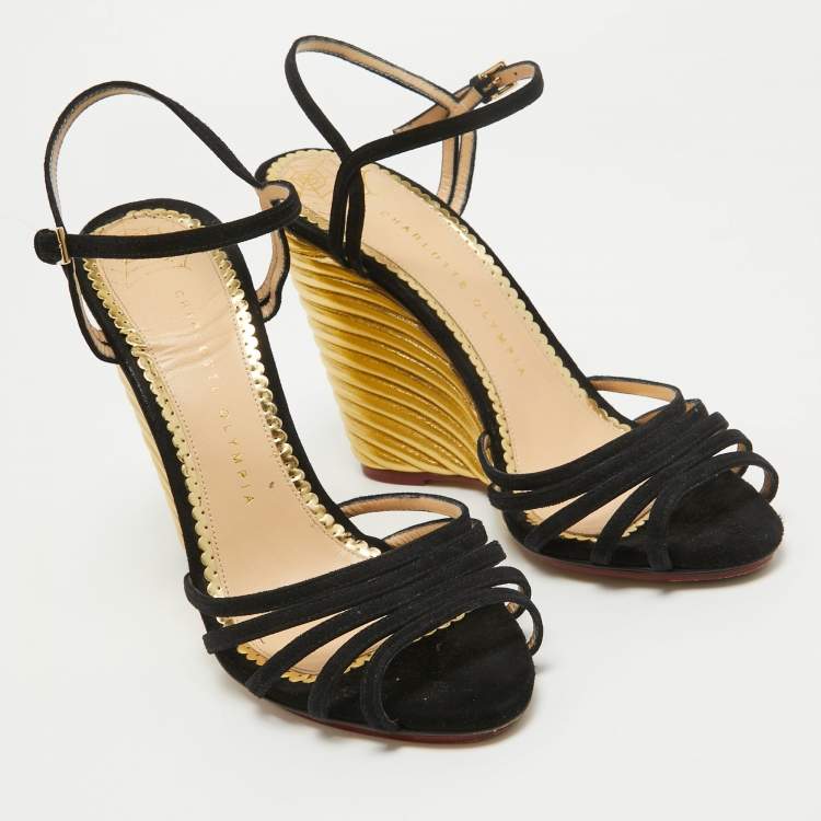 Pre Owned Charlotte Olympia Black Sandals Ankle Strap Sandals Size 40