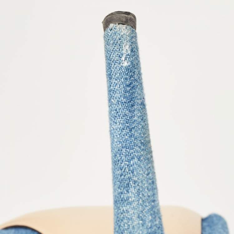 Pre Owned Charlotte Olympia Blue Demin Knotted Slides Size 41 