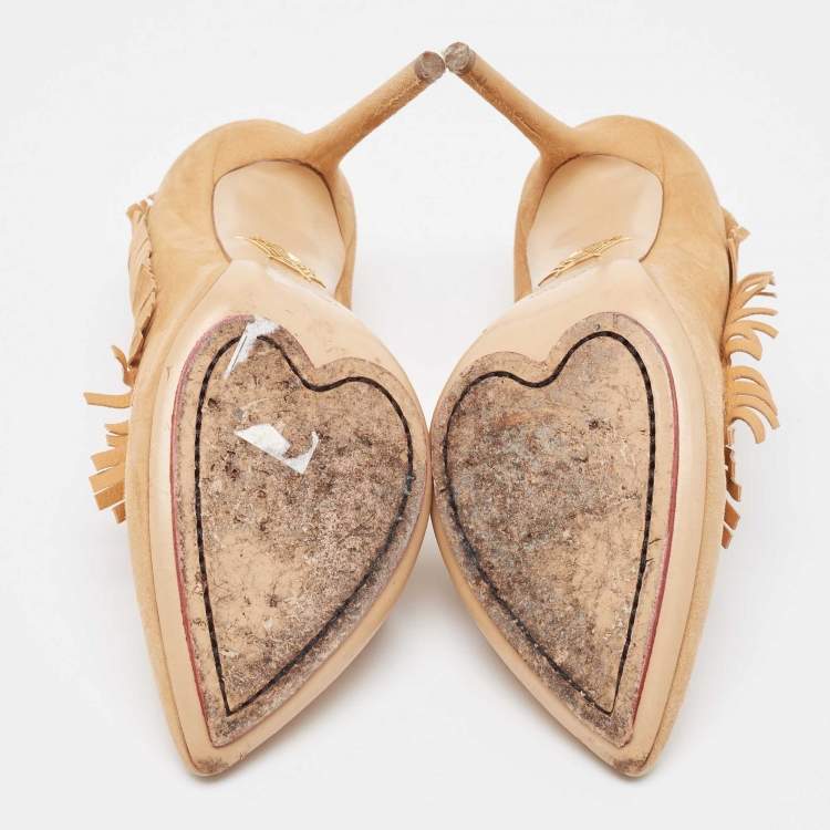 Pre Owned Charlotte Olympia Beige Suede Pointed Toe  Pumps Size 39