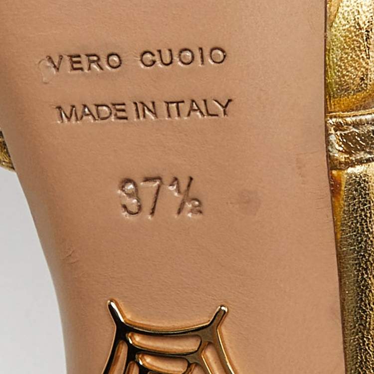 مملوكة مسبقًا Charlotte Olympia Gold Leather Strappy Platform Sandals Size 37.5