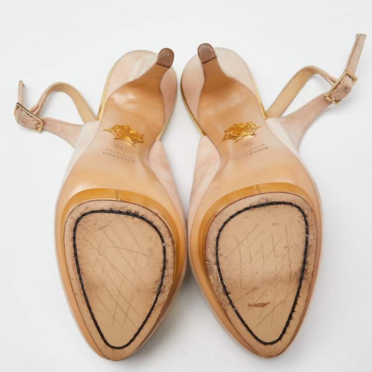 Pre Owned Charlotte Olympia Beige Suede Dolly Slingback Pumps Size 39