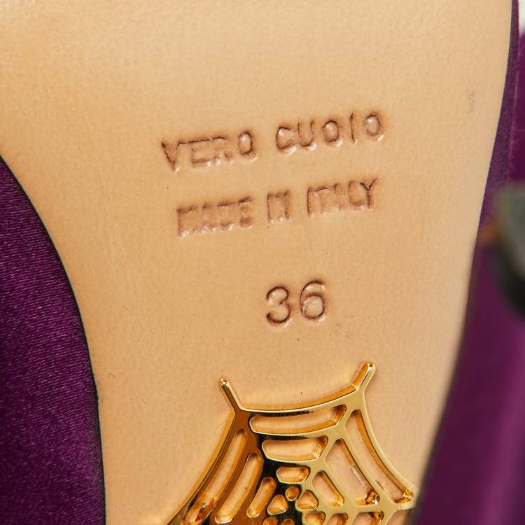 Pre Owned Charlotte Olympia Purple Satin Platform Pumps Size 36