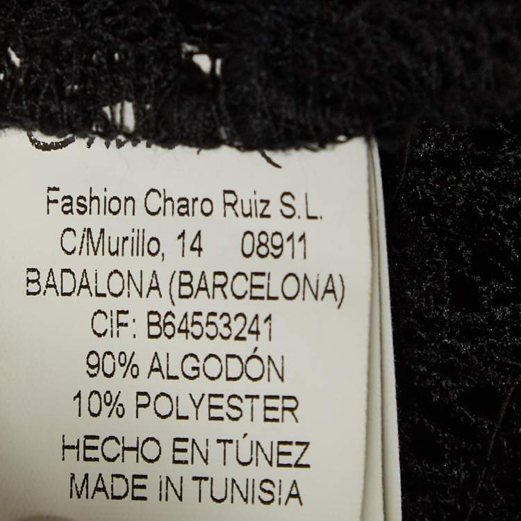 Pre Owned Charo Ruiz Black Lace Sheer Dana Top L
