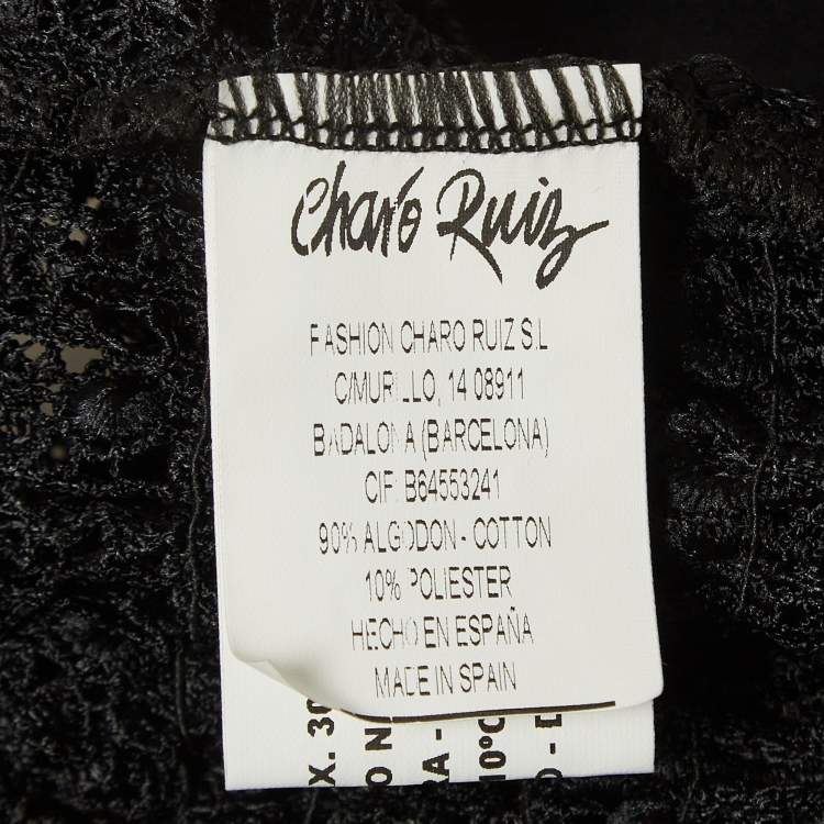 Pre Owned Charo Ruiz Black Lace Sheer Dana Top L