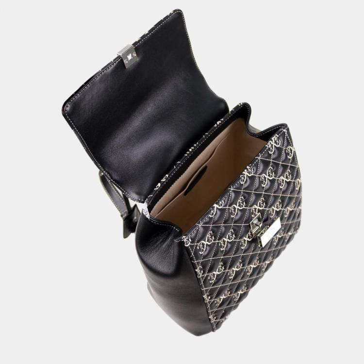 Pre Owned Charriol Black/Beige Leather Le Reve Backpack