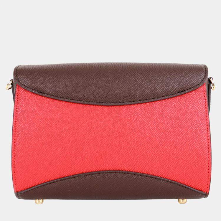 Pre Owned Charriol Brown/Red Leather Coralie Malia Handbag