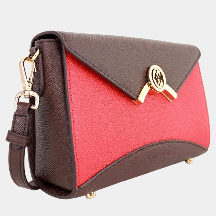 Pre Owned Charriol Brown/Red Leather Coralie Malia Handbag