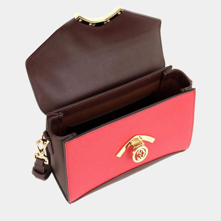 Pre Owned Charriol Brown/Red Leather Coralie Malia Handbag