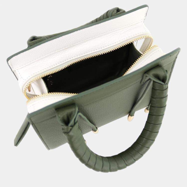 Pre Owned Charriol Military Green/Off white Leather Forever Handbag