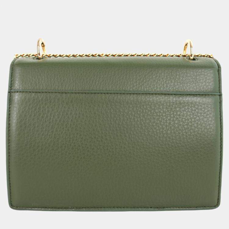 Pre Owned Charriol Military Green Leather Forever Handbag