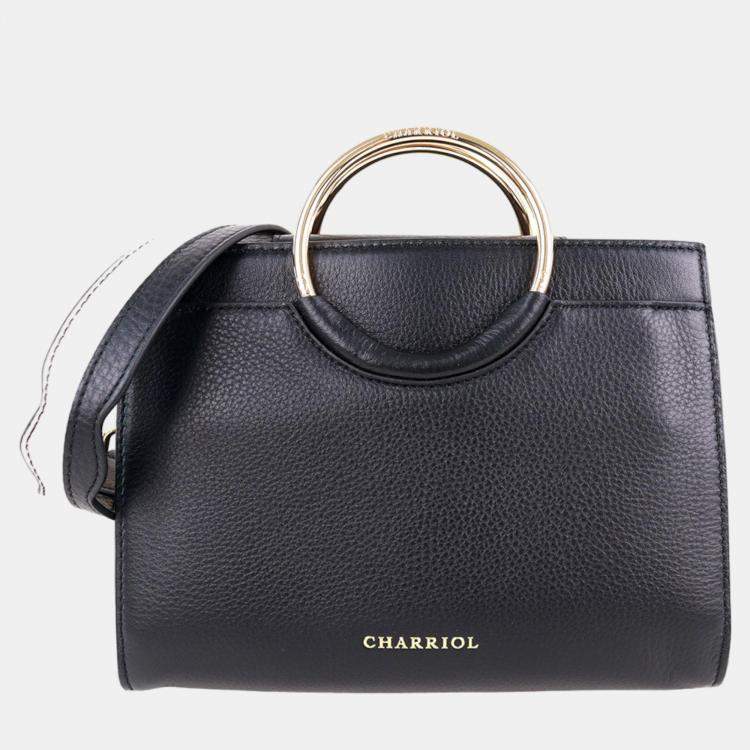 Pre Owned Charriol Black/Light Brown Leather Forever Handbag