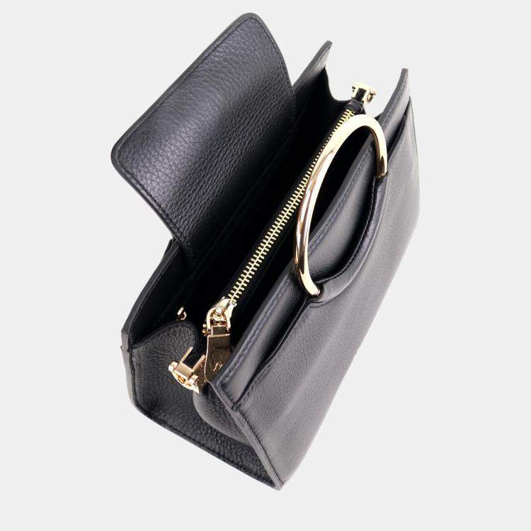 Pre Owned Charriol Black/Light Brown Leather Forever Handbag