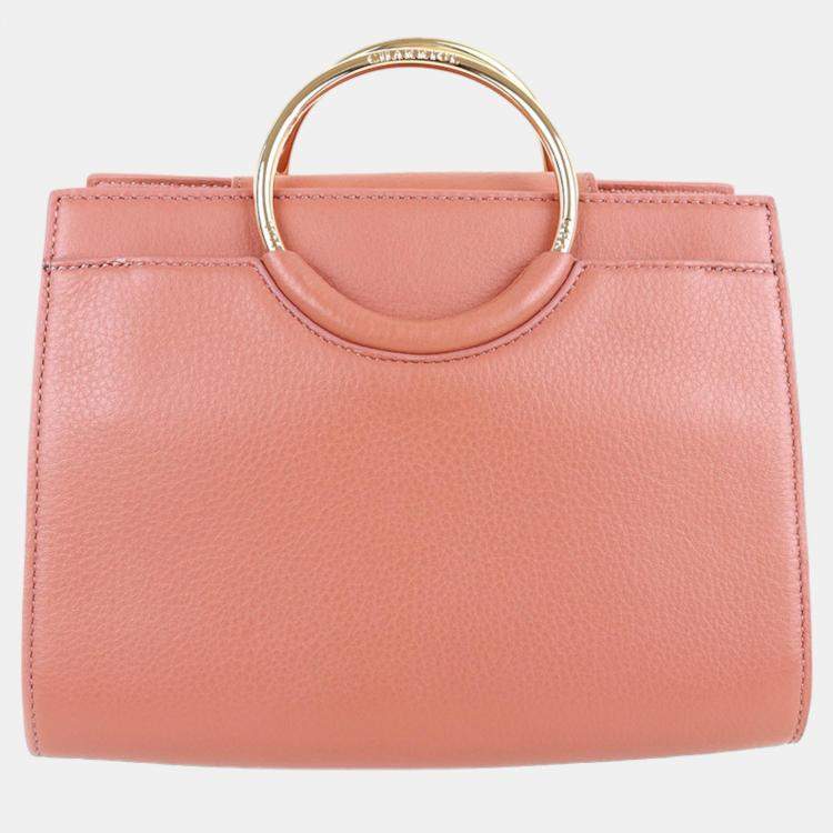 Pre Owned Charriol Light Brown/Off White Leather Forever Handbag
