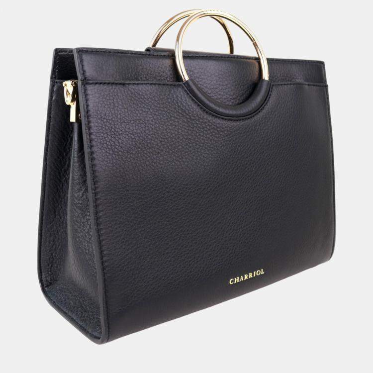 Pre Owned Charriol Black/Light Brown Leather Forever Handbag